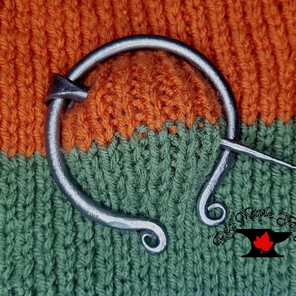 Hand forge penannular shawl pin, cloak pin, wool blanket pin