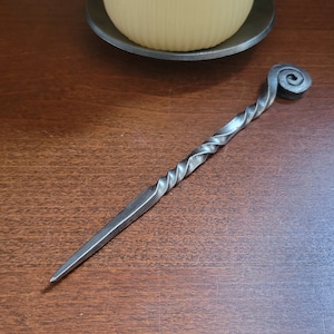 Fiddle head leather scribe, Marlin stick, forged hair pin, candle scribe, Blacksmith made.