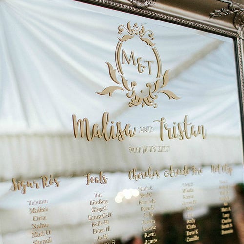 Mirror Wedding Table Plan Vinyl Lettering/vinyl Stickers Etsy UK