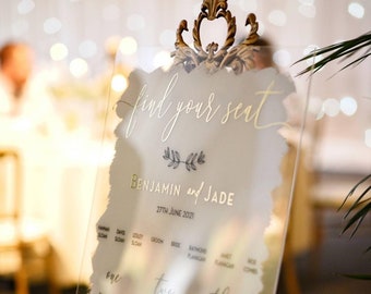 Acrylic Wedding Seating Plan •  Table Plan • Seating Chart •  A2, A1 or A0 Perspex® • Custom Vinyl Lettering • UK + 3 day Worldwide Shipping