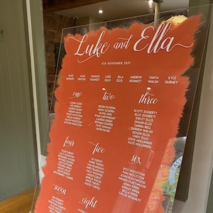 Acrylic Wedding Seating Chart • Acrylic Table Plan • Clear Acrylic Sign • A2, A1, A0 • Perspex® • Vinyl Lettering • UK + Worldwide Shipping