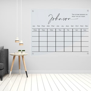 Acrylic Calendar, Family Weekly Planner Floating Dry Erase  Personalised Zoom Backdrop Modern Design made in UK Home Decor A0, A1, A2 Large