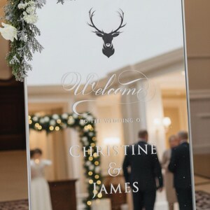 Mirror Welcome Sign - Custom Wedding Vinyl Decal (White or Gold) image 1
