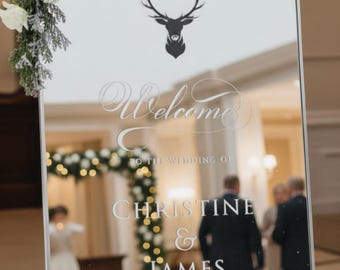 Mirror Welcome Sign - Custom Wedding Vinyl Decal (White or Gold)