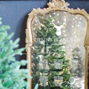 Winter Wedding Christmas Mirror Table Plan • Mirror Seating Chart • Full Length • Vinyl decals/Vinyl Stickers Instructions + tools provided