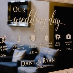 Order Of The Day Mirror Wedding Sign • DIY Easy with Vinyl Lettering/Vinyl Stickers • Perfect for Glass & Acrylic Steets