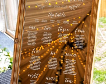 Wedding Mirror Table Plan Vinyl Decals - Personalised Seating Chart with New 2026 Templates