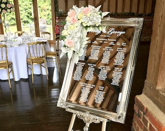 Edwarian Script Mirror Wedding Table Plan • Vinyl lettering/Vinyl Stickers • Seating Plan Chart • Instructions and tools provided
