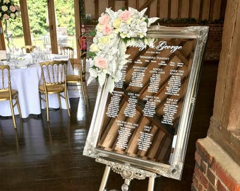 Edwarian Script Mirror Wedding Table Plan • Vinyl lettering/Vinyl Stickers • Seating Plan Chart • Instructions and tools provided