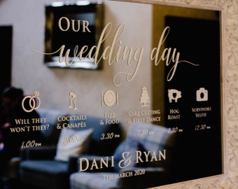 Order Of The Day Mirror Wedding Sign • DIY Easy with Vinyl Lettering/Vinyl Stickers • Perfect for Glass & Acrylic Steets