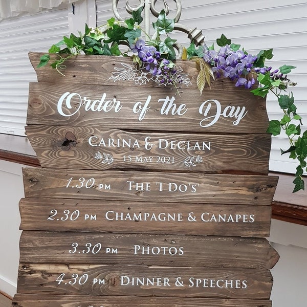 Wooden Pallet Order Of Day Vinyl Stickers • Rustic Wedding Pallet Order of Events Sign • Wedding Day Sign • Vinyl Lettering • Easy Applicati