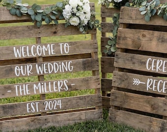 Letrero de palé personalizado para boda: vinilos para decoración rústica