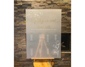 Wedding Seating Chart Sign - Frosted Acrylic, Semi-Transparent