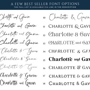 May include: A list of 18 different font options for the names Charlotte and Gavin. The fonts range from cursive to all caps and include a variety of styles.