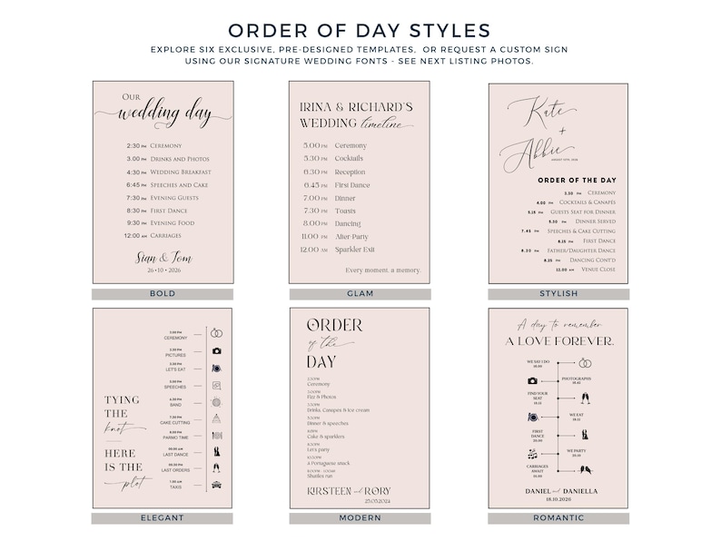 Order of the Day Sign - Wedding Vinyl Decal (Custom Sizes Available) image 9