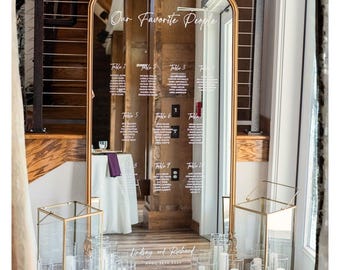 Pegatinas de vinilo para espejos de boda y planos de asientos: calcomanías exclusivas y personalizadas para planificadores de mesas.
