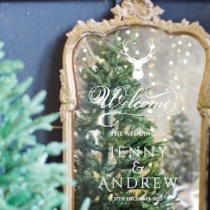 Mirror Wedding Welcome Sign, Christmas wedding sign, Winter mirror wedding sign, Vinyl Lettering, Vinyl Stickers, For Glass & Acrylics