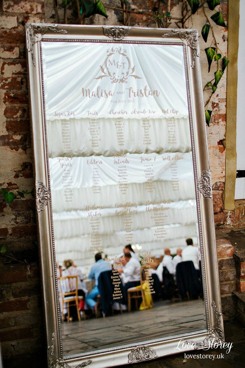 Full Length Mirror Wedding Table Plan Vinyl Lettering/vinyl Etsy