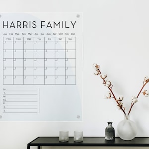 Acrylic Calendar, Family Weekly Planner Floating Dry Erase  Personalised Zoom Backdrop Modern Design made in UK Home Decor A0, A1, A2 Large