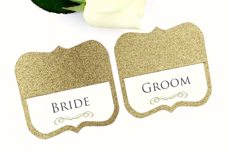 Gold Glitter Wedding Place Cards Name Escort Cards Seating Name Cards The Luxe Glitter Collection Glitter and Metallics Wedding image 2