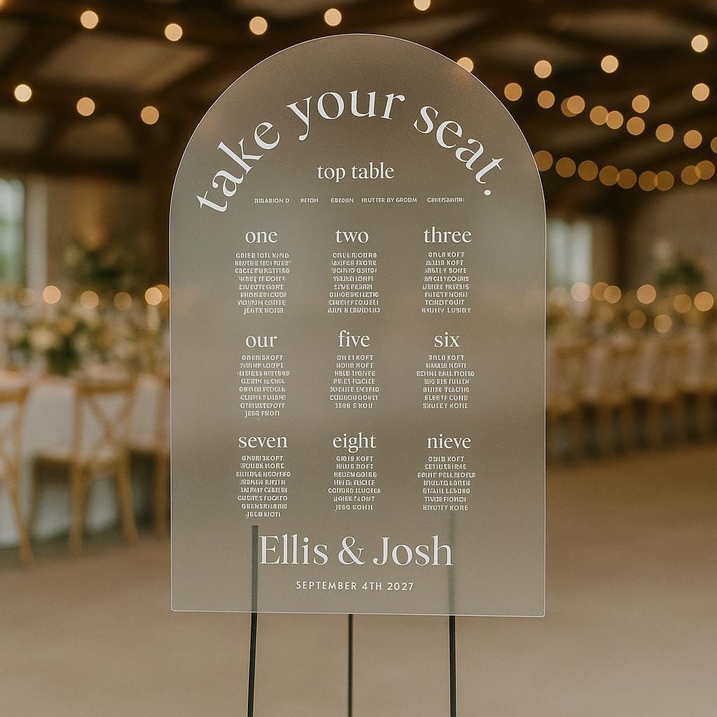 Wedding Arch Seating Chart Decals