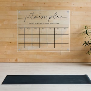 Acrylic Calendar for Fitness and Health Goals, Zoom Backdrop Modern Design made in UK Home Decor A0, A1, A2 Large Clear Acrylic
