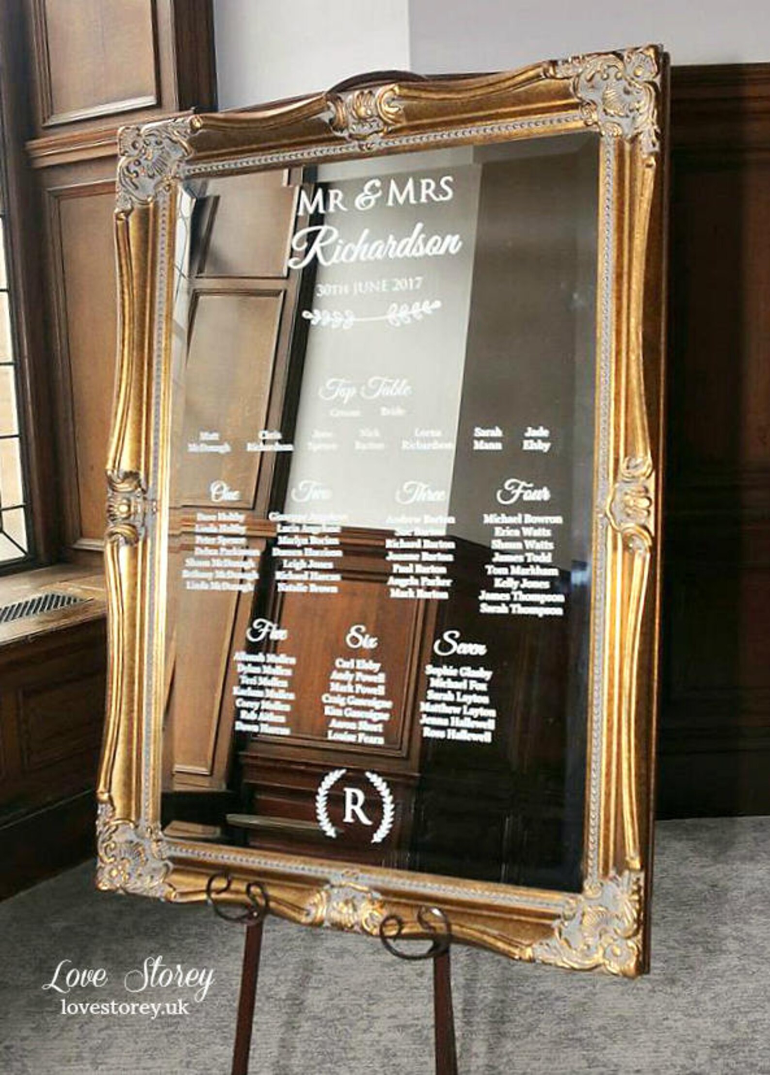 Mirror Wedding Table Plan With Modern Calligraphy Fonts Etsy UK