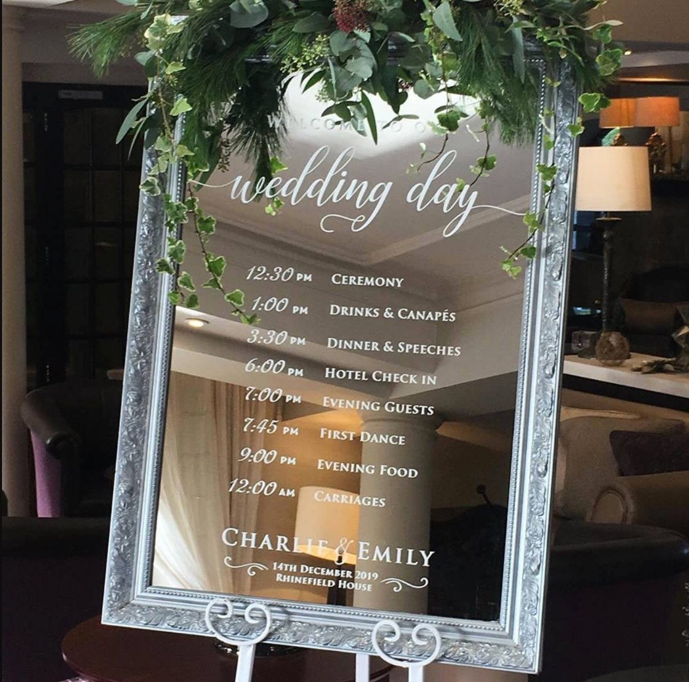 Order Of The Day Mirror Wedding Sign • DIY Easy with Vinyl Lettering/Vinyl Stickers • Perfect for Glass & Acrylic Steets