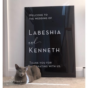 Black Acrylic welcome sign • Black, Clear, Frosted, Mirrored, Semi transparent Acrylic • Shape/size A2, A1, A0 • Black Acrylic • Made in UK
