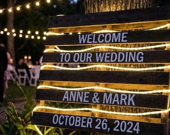 Letrero de palé para boda: vinilo personalizado para tablas de palé