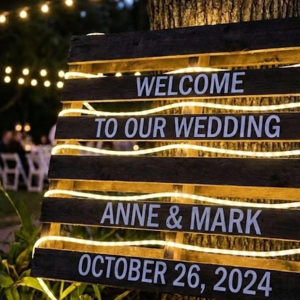 Letrero de palé para boda: vinilo personalizado para tablas de palé