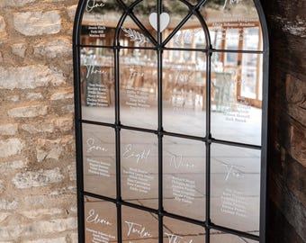 Wedding Seating Chart - Mirror Table Plan Stickers - Custom Window Vinyl Decal