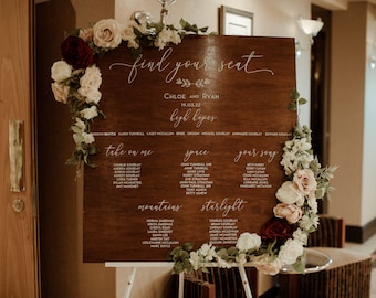 Wedding Seating Chart Decals - Rustic Vinyl Stickers - Custom Colors
