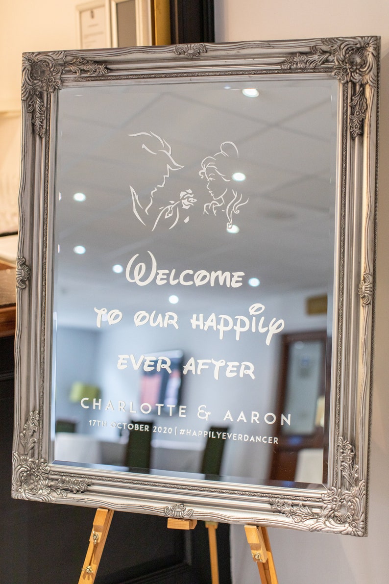 Mirror Wedding Welcome Sign DIY Easy with Vinyl Lettering/Vinyl Stickers Perfect for Glass & Acrylic signs Video instructions image 3