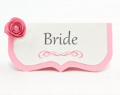 Pink Coral Wedding Place Cards • Escort Cards • Name Holders • Table • Modern Table Decoration • Flowers • Table Settings Stationery Suites