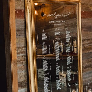 Mirror Seating Chart Vinyl Decals - Personalised Alphabetical Wedding Planner Sign - 2026 Templates
