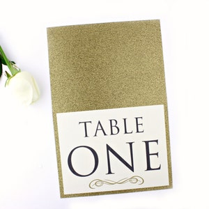 Luxury Gold Glitter Flat Wedding Table Numbers 20 Glitter Card Colors Modern Matching Reception Stationary for Luxury Weddings image 1