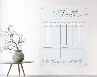 Acrylic Calendar Floating Dry Erase Weekly Planner Personalised Zoom Backdrop Modern Design made in UK Home Decor Clear Acrylic Board