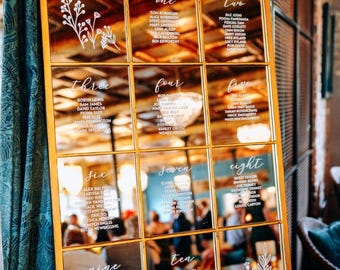 Vinilo para espejo de ventana con diseño de asientos - Calcomanías personalizadas para mesas de boda - Hazlo tú mismo con las nuevas fuentes de 2026