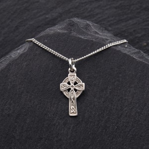 Celtic Cross Necklace Sterling Silver Cross Pendant Men Jewelry. St Patricks Cross Irish Pendant Celtic Necklace Christian Jewelry for Women