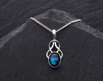 Blaue Abalone Halskette Sterling Silber Abalone Halskette Scottish Schmuck Outlander Geschenke. Paua Shell Ocean Halskette Sommer Schmuck