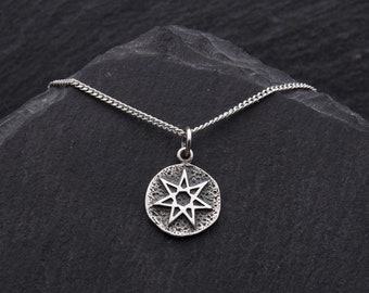 Fairy Star Necklace Sterling Silver Jewelry Gift. Seven Pointed Star Pendant Fantasy Jewelry. Septagram Elven Necklace Witch Jewelry