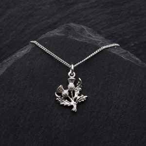 Scottish Thistle Necklace Sterling Silver Jewelry. Flower Necklace Scottish Jewelry Birthday Gift For Her. Celtic Necklace Outlander Jewelry