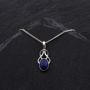 Celtic Lapis Lazuli Pendant Sterling Silver Celtic Necklace Scottish Jewelry Outlander Gifts. Gemstone Necklace Summer Jewelry Bride Gift