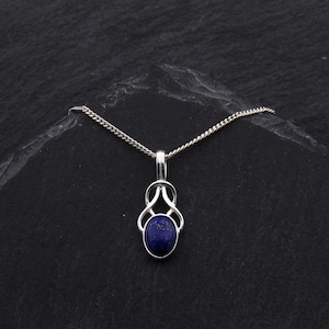 Celtic Lapis Lazuli Pendant Sterling Silver Celtic Necklace Scottish Jewelry Outlander Gifts. Gemstone Necklace Summer Jewelry Bride Gift