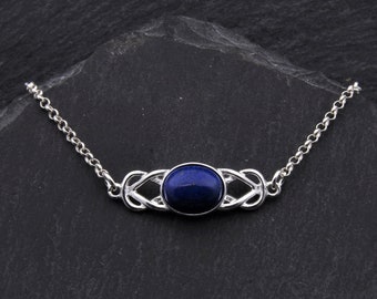 Celtic Knot Lapis Lazuli Bracelet Sterling Silver Outlander Jewelry. Witch Bracelet Elven Jewelry Gift. Celtic Bracelet Scottish Jewelry