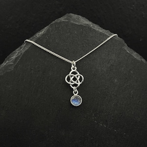 Celtic Rainbow Moonstone Necklace Sterling Silver Scottish Jewelry June Birthday Gift. Witch Necklace Elven Jewelry Scottish Gifts