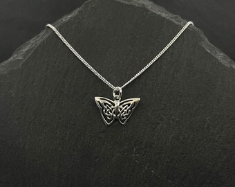 Sterling Silver Celtic Butterfly Necklace, Scottish Jewelry Gift