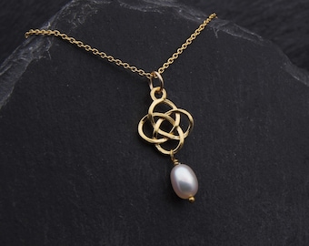 Outlander Gold Necklace Celtic Jewelry. Pearl Necklace June Birthstone Jewelry Scottish Gifts. Outlander Jewelry Gold Vermeil Wedding Gifts