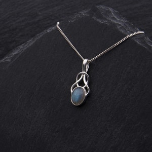 Celtic Knot Labradorite Necklace Sterling Silver Pendant Elven Necklace Witch Jewelry Gift. Celtic Necklace Outlander Jewelry Scottish Gifts